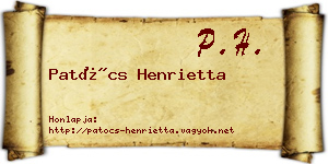 Patócs Henrietta névjegykártya