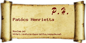Patócs Henrietta névjegykártya
